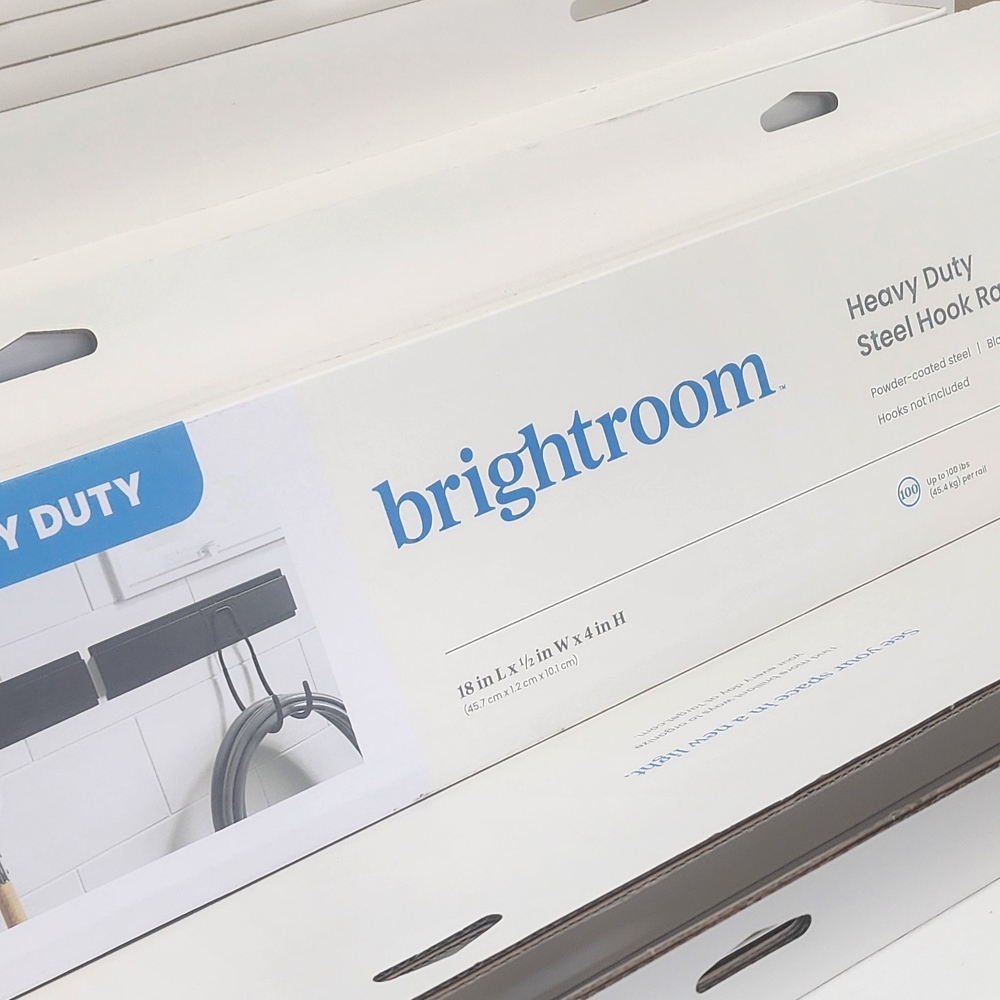 Brightroom Heavy Duty Steel Hook Rail, Storage Garage Hooks W/Rail.